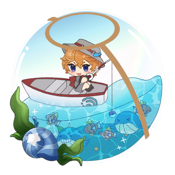 Childe: Pokeball Terrarium Sticker + Charm